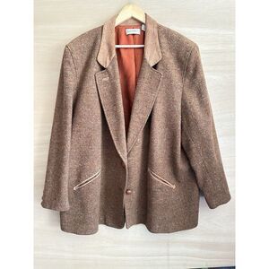 Elisabeth By Liz‎ Claiborne broke Tweed blazer With suede Collar